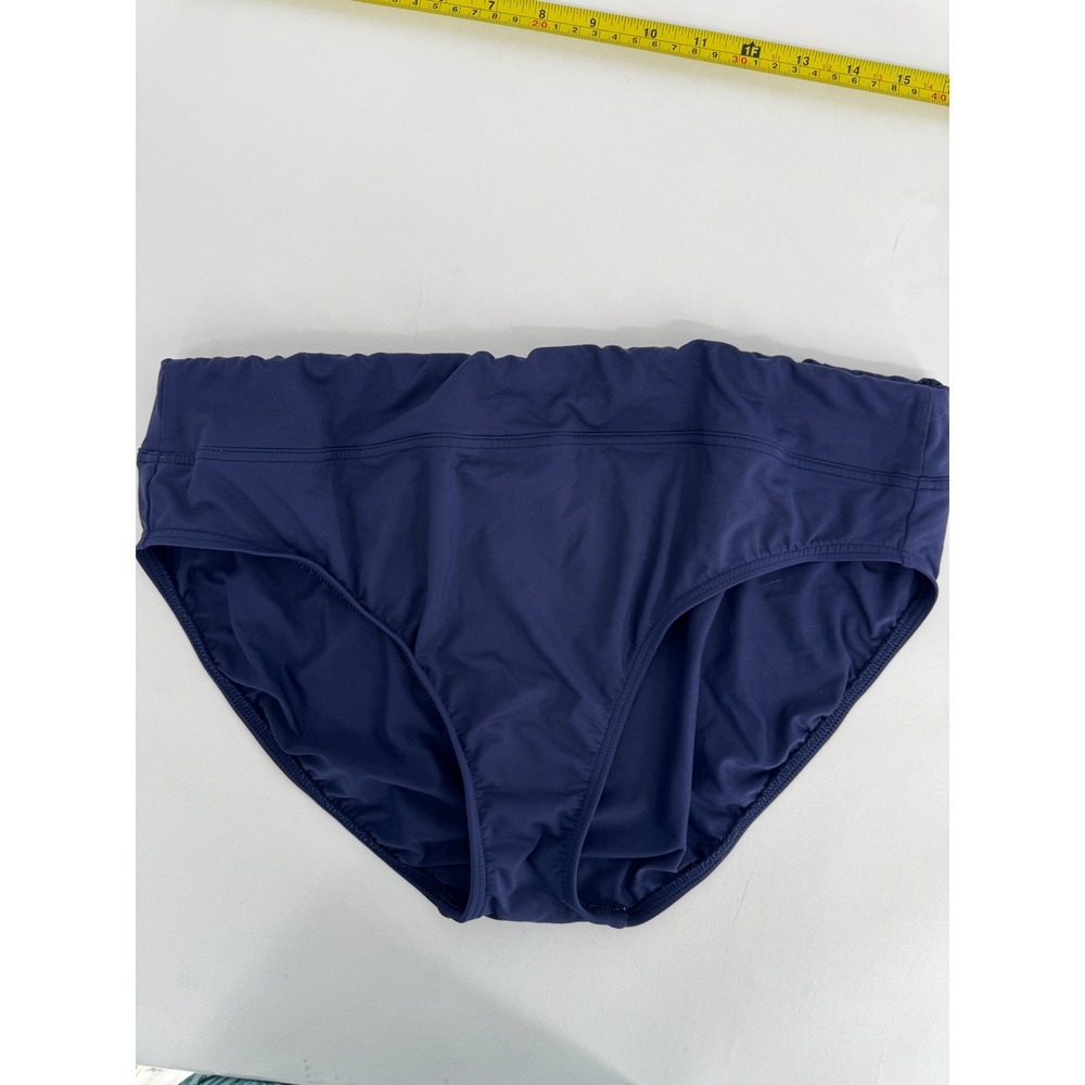 Land's End Navy Blue High Waisted Bikini Bottoms Full Coverage Swim Women Sz 16